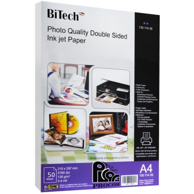 کاغذ گلاسه ی دوطرفه bitech 130gm-50 برگی